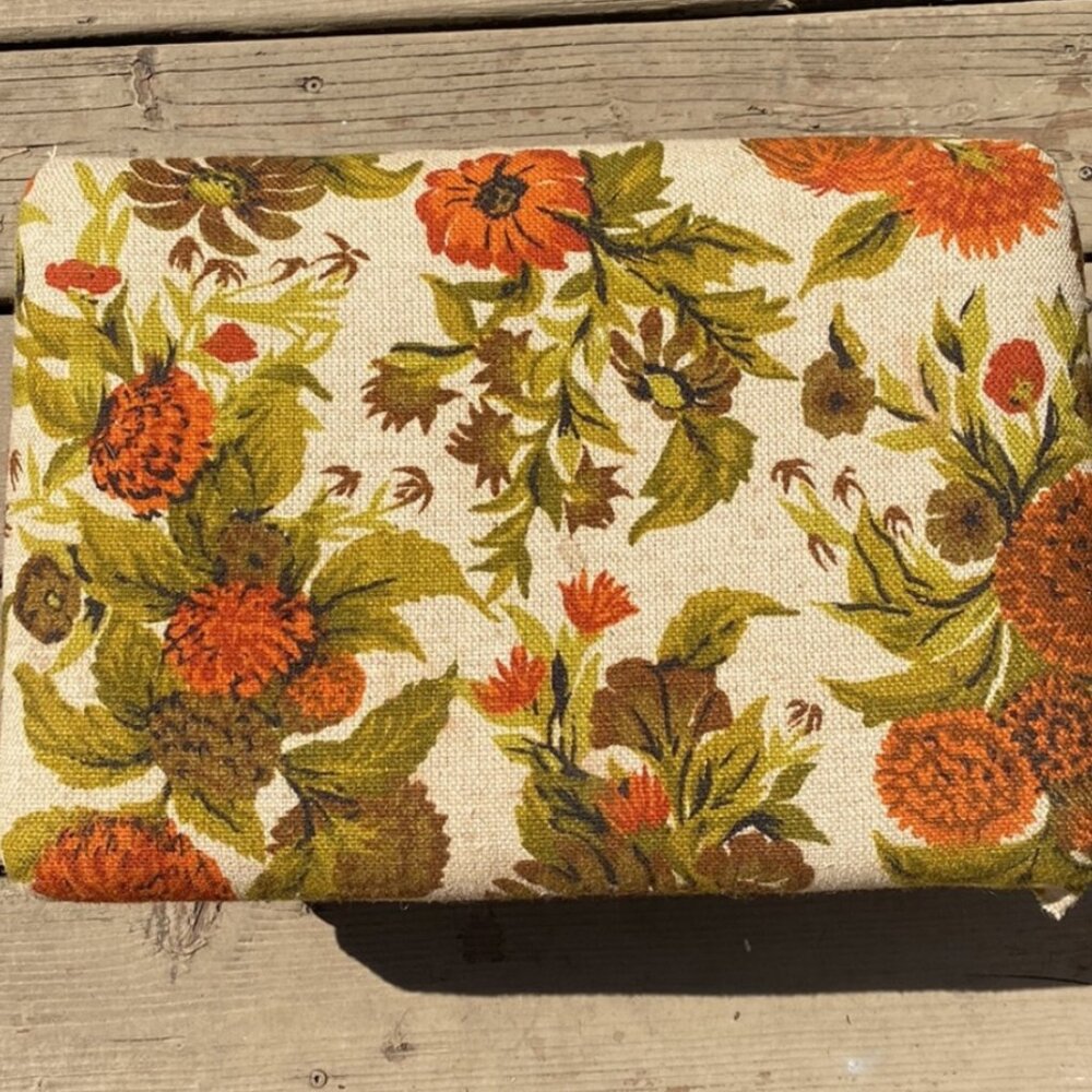 Vintage 1963 Handcrafted Floral Footstool Upholstered Wood Ottoman Stool MCM - Picture 2 of 15